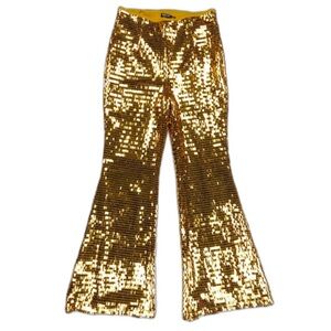 NEW Nasty Gal Premium Disco Sequin Flare Bell Bottom Pants 70s Glam Indie Sleaze
